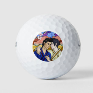 Balles De Golf Couple Gay Dans Le Style De L'Art Japonais Ukiyo-e