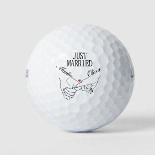 Balles De Golf Couple Nom customisé Juste Marié Pinky Promise