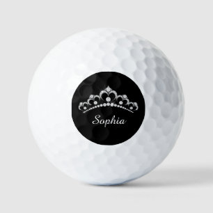 Balles De Golf Couronne diamant blanc, Nom de script do-it-yourse
