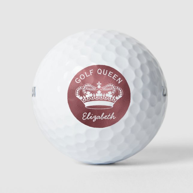 Balles De Golf Couronne d'or Rose sur mesure Golf Queen (Devant)