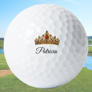 Balles De Golf Couronne en or jolie et nom personnalisé