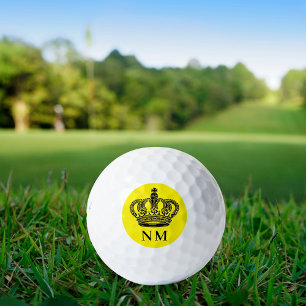 Balles De Golf Couronne jaune noire kingi monogramme initiales