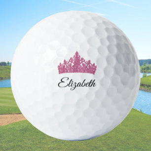 Balles De Golf Couronne rose et nom personnalisé joli