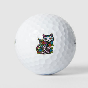 Balles De Golf Crâne de sucre de chat Mexique Calavera Jour des m