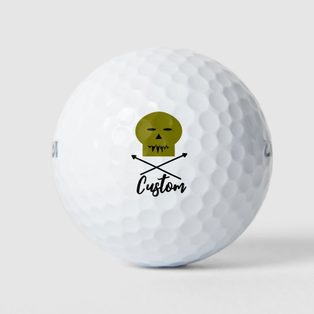 Balles De Golf Crâne et os croisés personnalisés (Devant)