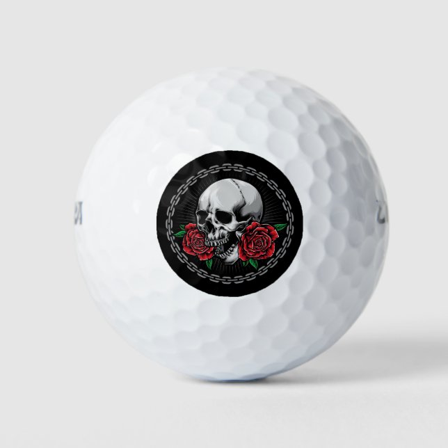 Balles De Golf Crâne et Rose (Devant)