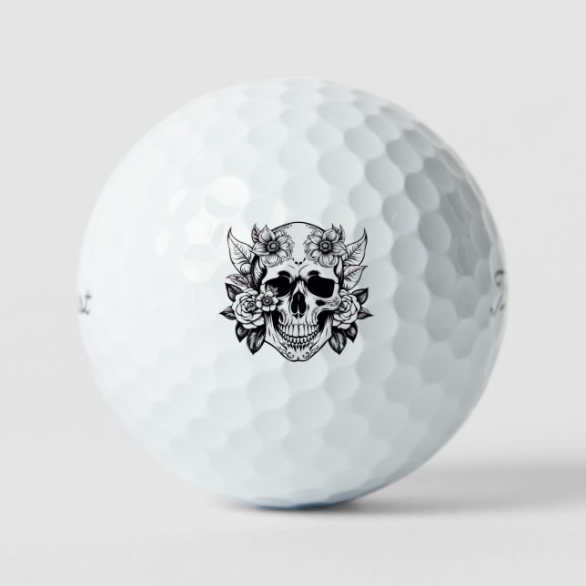 Balles De Golf Crâne floral (Recto)