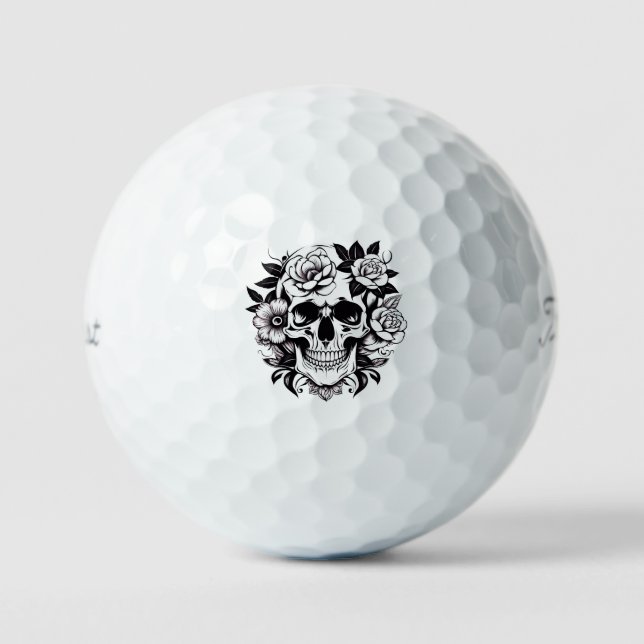 Balles De Golf Crâne floral (Recto)