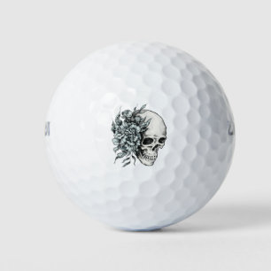 Balles De Golf Crâne tiré à main florale