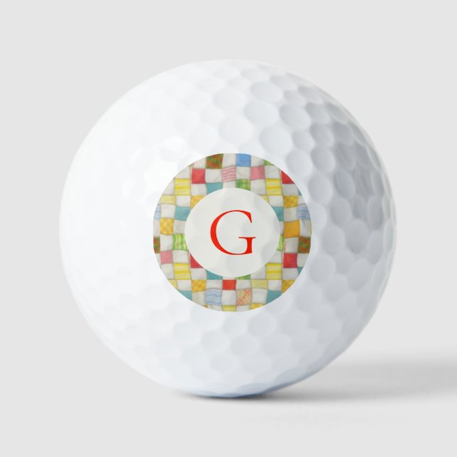 Balles De Golf CRAZY QUILT Boules de Golf + Initiale (Recto)