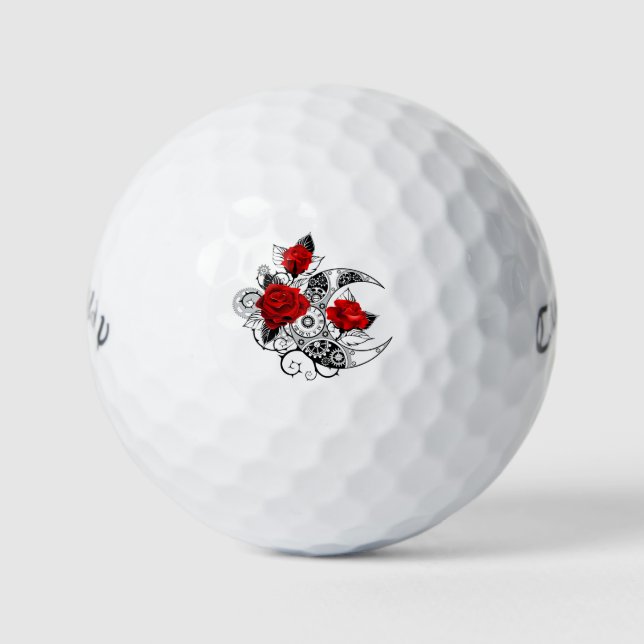 Balles De Golf Croissant mécanique avec roses rouges (Devant)