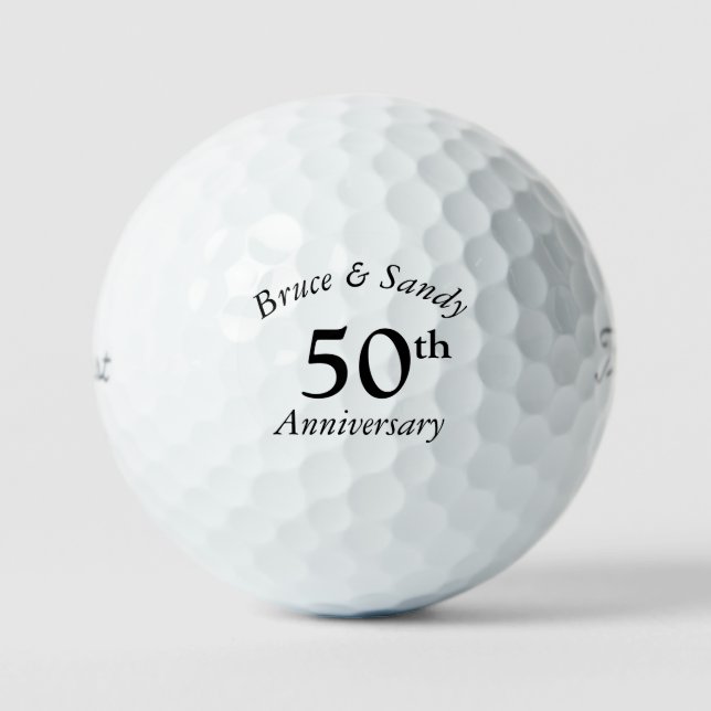 Balles De Golf Custom Anniversary police noire chic et élégante (Recto)