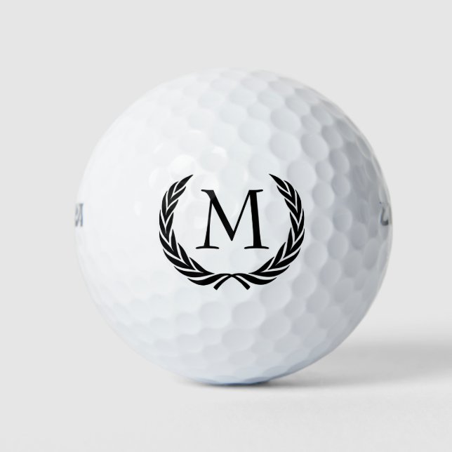 Balles De Golf Custom Classic Black Laurel Wreath Feuille Motif (Devant)