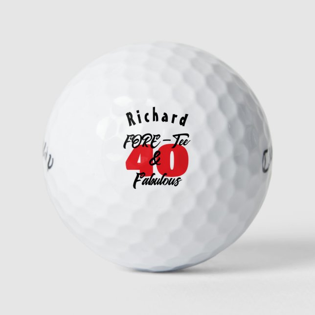 Balles De Golf Custom FORE-Tee et Fabulous! Cadeau d'anniversaire (Devant)