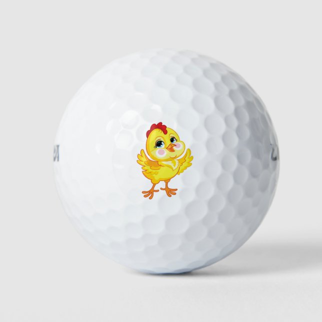 Balles De Golf Cute caricature poulet jaune (Devant)