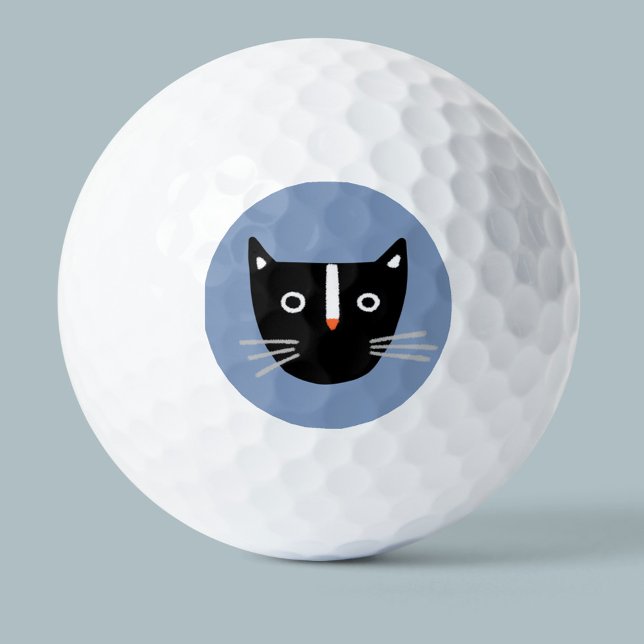 Balles De Golf Cute chat noir et blanc (Créateur téléchargé)