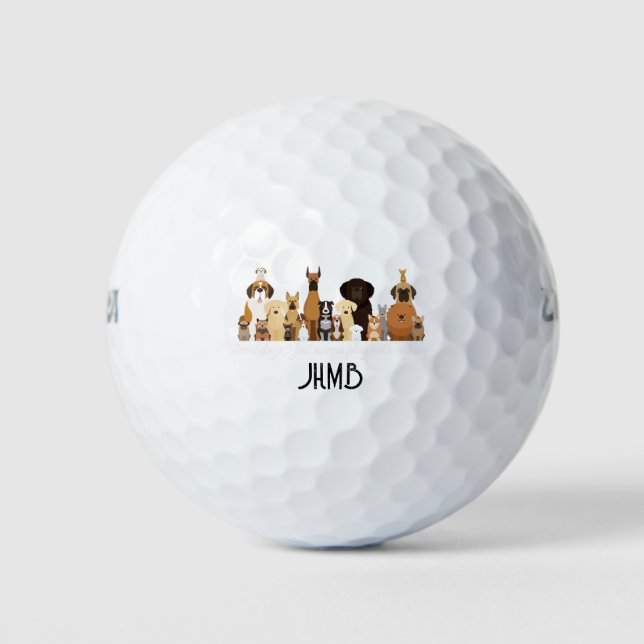 Balles De Golf Cute Dog Breeds Animal Monogram Art (Devant)