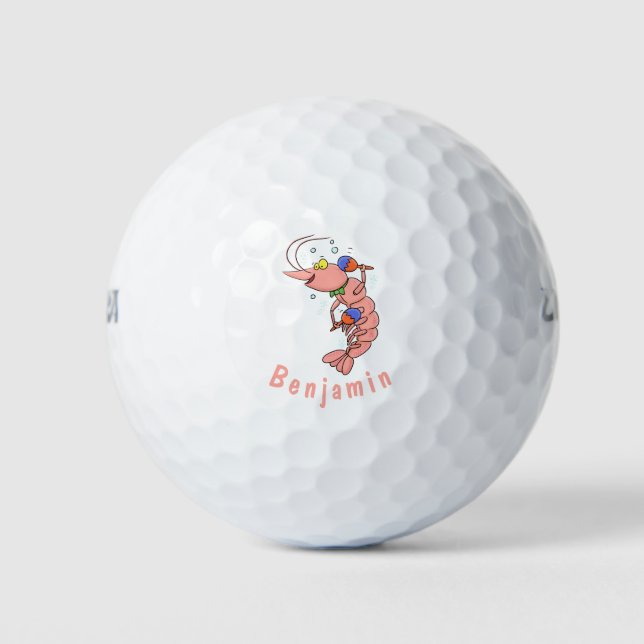 Balles De Golf Cute happy shrimp, dessin animé de crevettes (Devant)