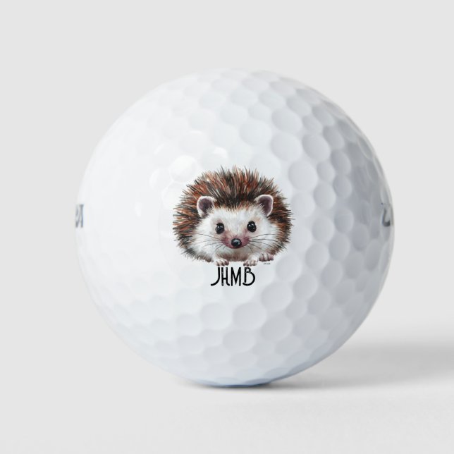 Balles De Golf Cute Hedgehog Animal Monogram Art (Devant)