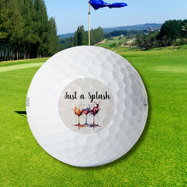 Balles De Golf Cute Just a Splash de vin aquarelle