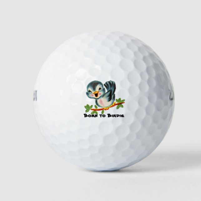 Balles De Golf Cute Little Retro Bird Birdie Personnalisé (Devant)