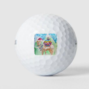 Balles De Golf Cute Llama Joyeux Noël Aquarelle art