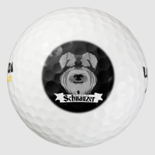 Balles De Golf Cute Schnauzer noir et blanc