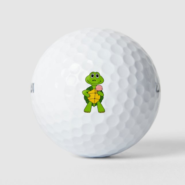 Balles De Golf Cute Turtle Manger Ice Cream Cartoon (Devant)