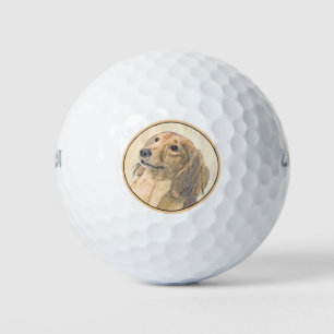 Balles De Golf Dachshund (Longhaerien) Peinture - Art Chien origi