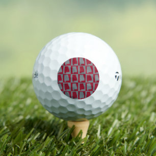 Balles De Golf Damier d'Alabama - Rouge cramoisi et Gris