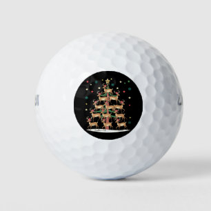 Balles De Golf Deer Christmas Tree Drôle Vacances Cute Reindeer