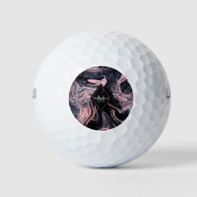 Balles De Golf Design élégant rose or abstrait marbrée (Devant)