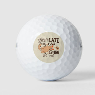 Balles De Golf Désolé je suis en retard mon chat était allongé su