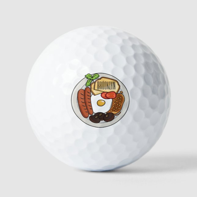 Balles De Golf dessin animé du petit-déjeuner anglais (Recto)