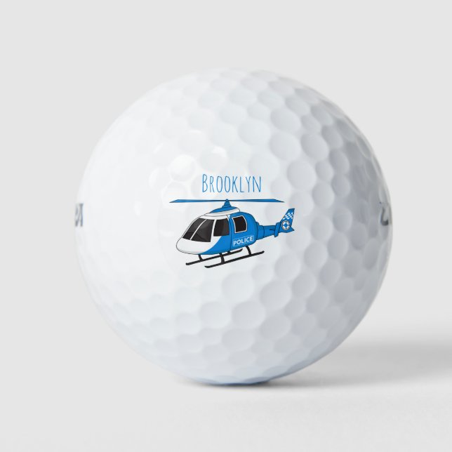 Balles De Golf Dessin d'hélicoptère du service de police mignon (Devant)