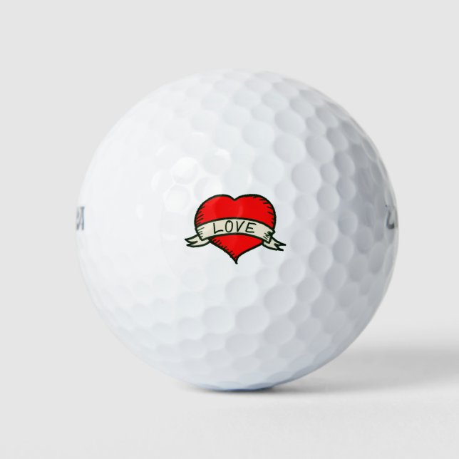 Balles De Golf Dessin en forme de coeur (Devant)