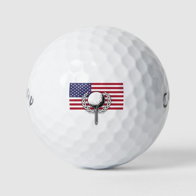 Balles De Golf Dessin patriotique du drapeau américain (Devant)