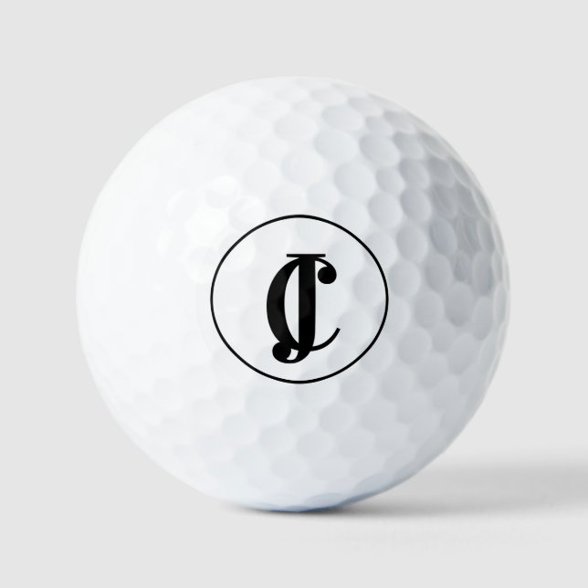 Balles De Golf Deux initiaux monogrammes Noir et Blanc (Recto)