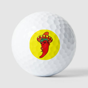 Balles De Golf Divine Piment Kawaii Rouge Chapeau Mexicain