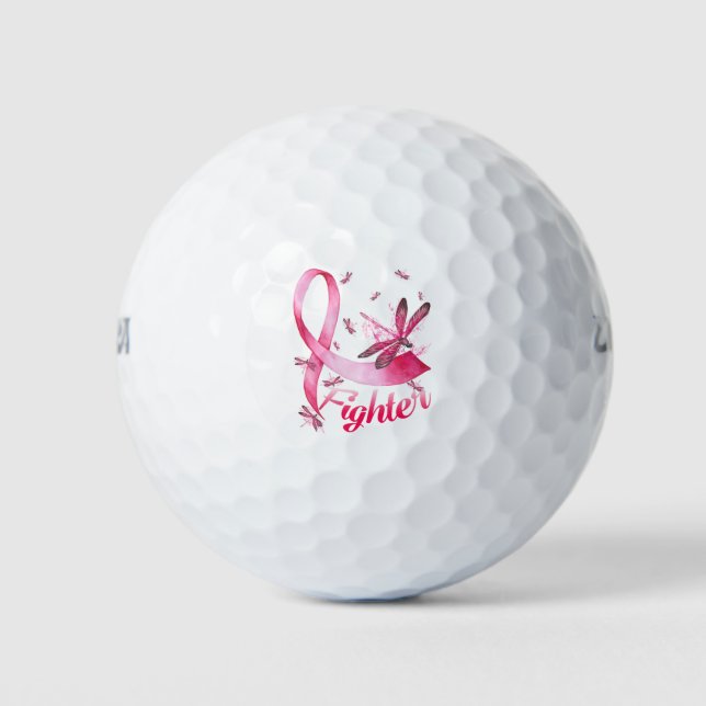Balles De Golf Dragonfly rose Ribbon Cancer du sein (Devant)