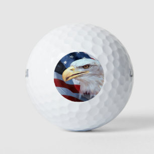 Balles De Golf Drapeau américain avec aigle chauve