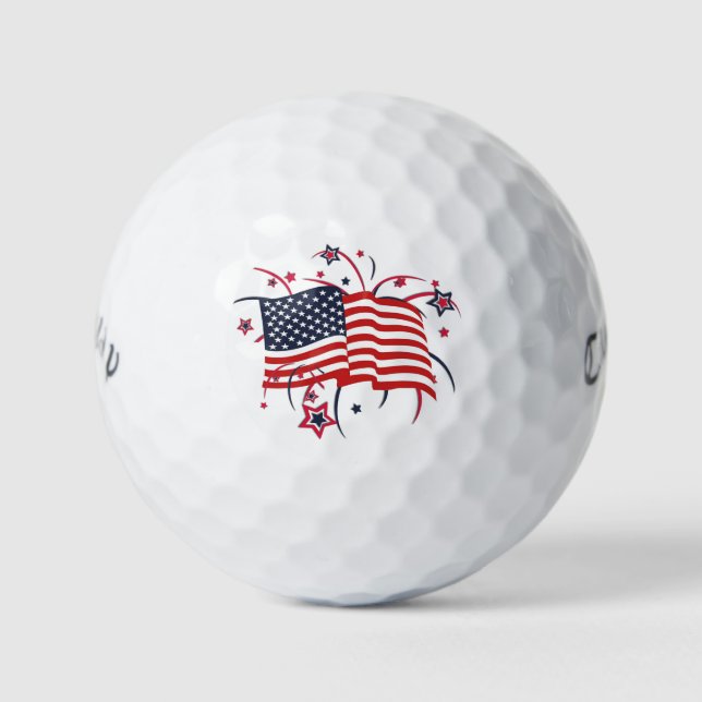 Balles De Golf Drapeau américain et feux d'artifice (Devant)