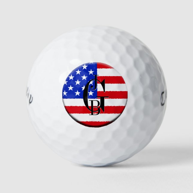 Balles De Golf Drapeau américain patriotique Monogramme (Devant)