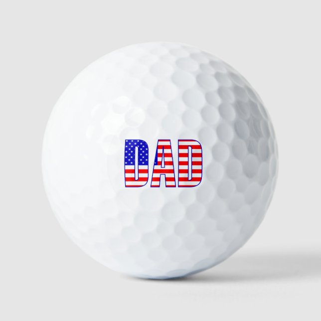 Balles De Golf Drapeau américain père texte à motifs (Recto)