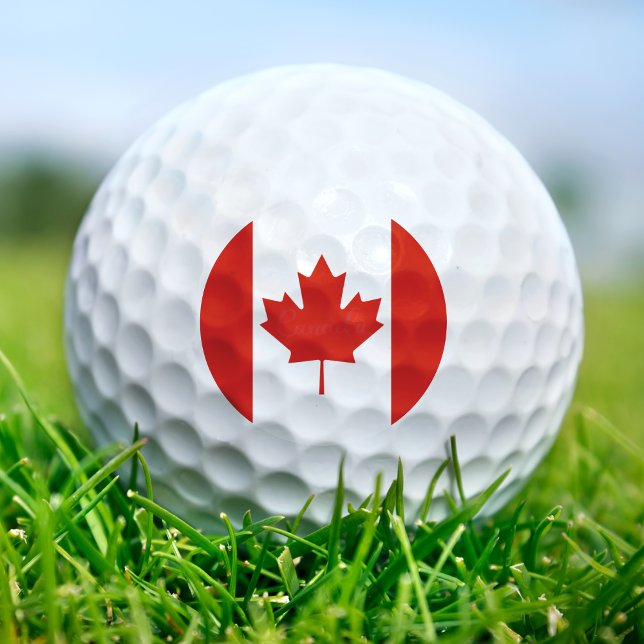 Balles De Golf Drapeau canadien rouge et blanc Feuille d'érable (Canada Red & White Canadian Flag Maple Leaf Golf Balls)