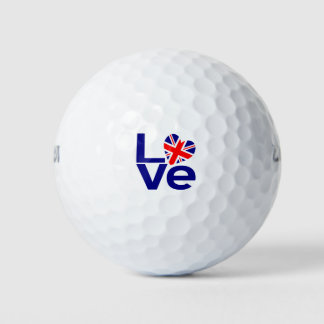 Balles De Golf Drapeau de coeur bleu britannique LOVE
