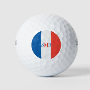 Balles De Golf Drapeau de France avec monogramme personnalisé