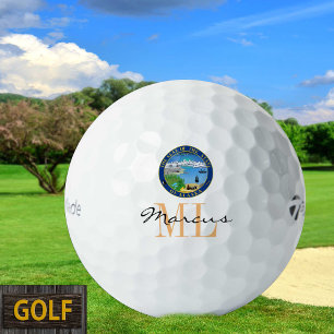 Balles De Golf Drapeau de l'Alaska Monogrammé & Alaska, USA Golf 
