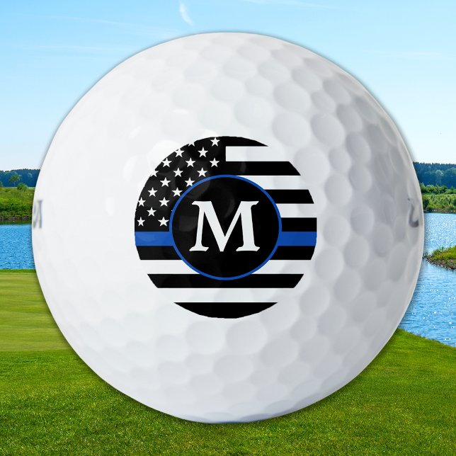 Balles De Golf Drapeau de police Monogramme personnalisé Ligne Bl (Créateur téléchargé)