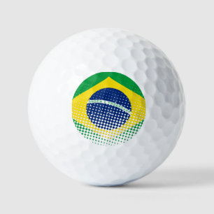 Balles De Golf Drapeau Du Brésil Avec Effet Halftone